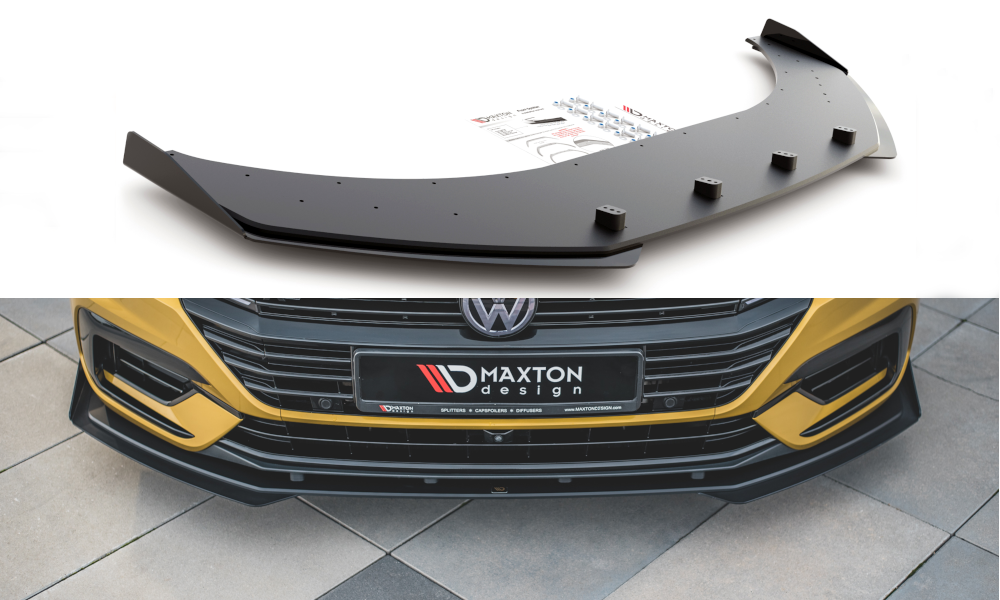 Sport Durabilité Lame Du Pare-Chocs Avant + Flaps Volkswagen Arteon R-Line VWAR1RLINECNC-FD1BRB+FSF1G