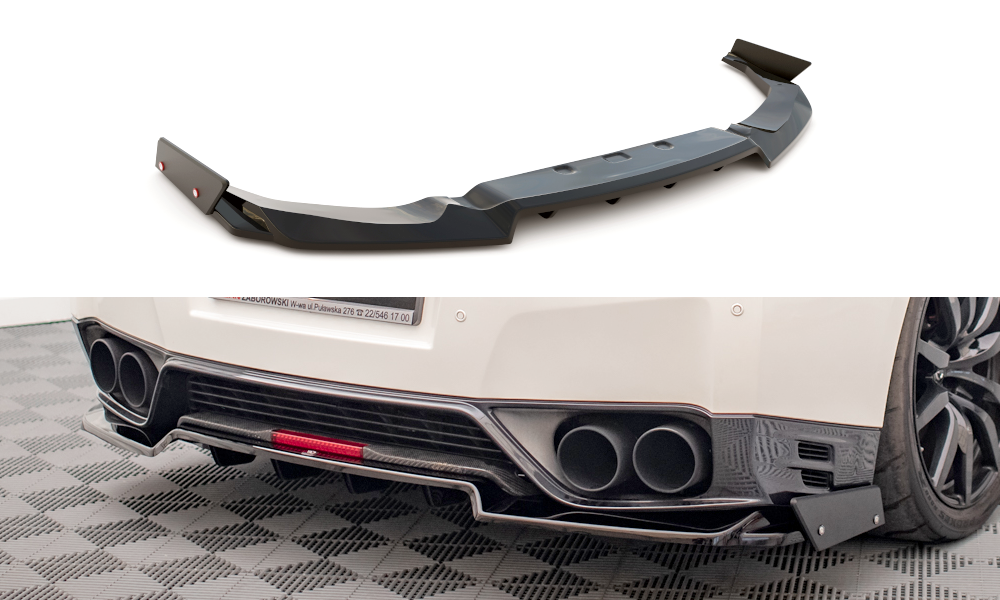 Central Arriere Splitter + Flaps Nissan GTR R35 Facelift NI-GTR-4F2-RD1G+RD2G+RSF