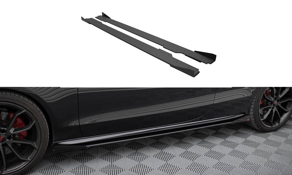 Street Pro Rajouts Des Bas De Caisse + Flaps Audi A5 / A5 S-Line / S5 Coupe / Cabrio 8T / 8T Facelift AUS51CNC-SD1BRB+SF1G