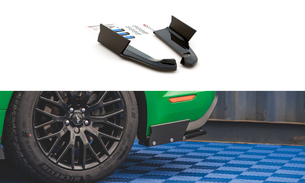 Lames De Pare-Chocs Arrière Latérales V.1 + Ailerons Ford Mustang GT Mk6 Facelift FO-MU-6F-GT-RSD1G+RSF