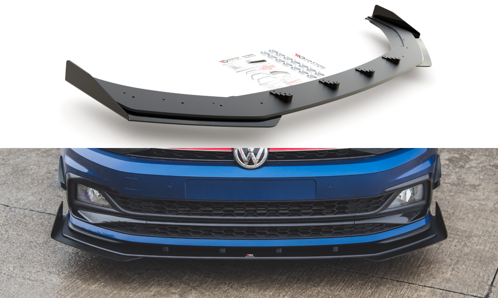 Sport Durabilité Lame Du Pare-Chocs Avant + Flaps Volkswagen Polo GTI Mk6 VWPO6GTICNC-FD3B+FSF1G
