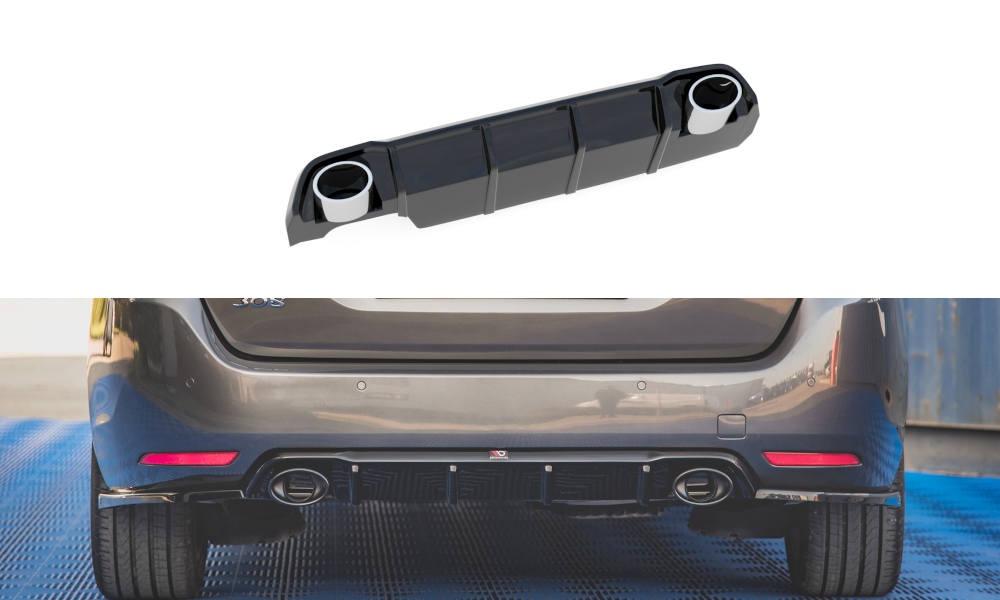 Rajout Du Pare-Chocs Arriere + Faux Pot D'échappement Peugeot 308 SW Mk2 Facelift PE-308-2F-SW-RS1G+BLACK