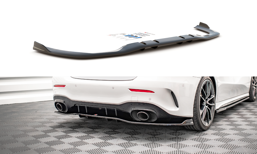 Central Arriere Splitter (avec une barre verticale) V.2 Mercedes A 35 AMG Sedan V177 ME-A-177-35-S-RD3G+RD4G