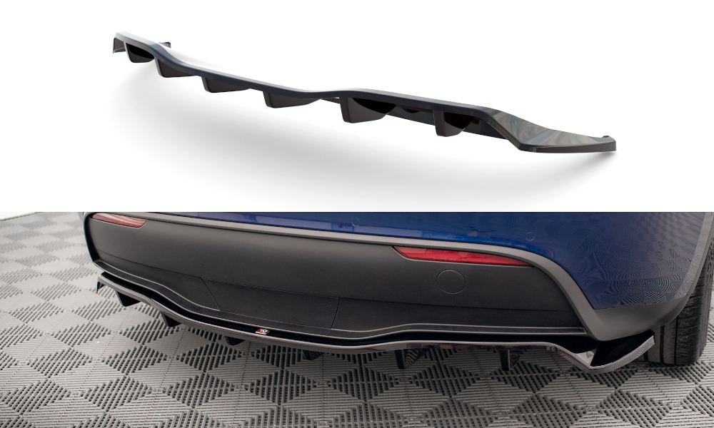 Central Arriere Splitter (avec une barre verticale) Tesla Model Y TE-MODELY-1-RD1G+RD2G