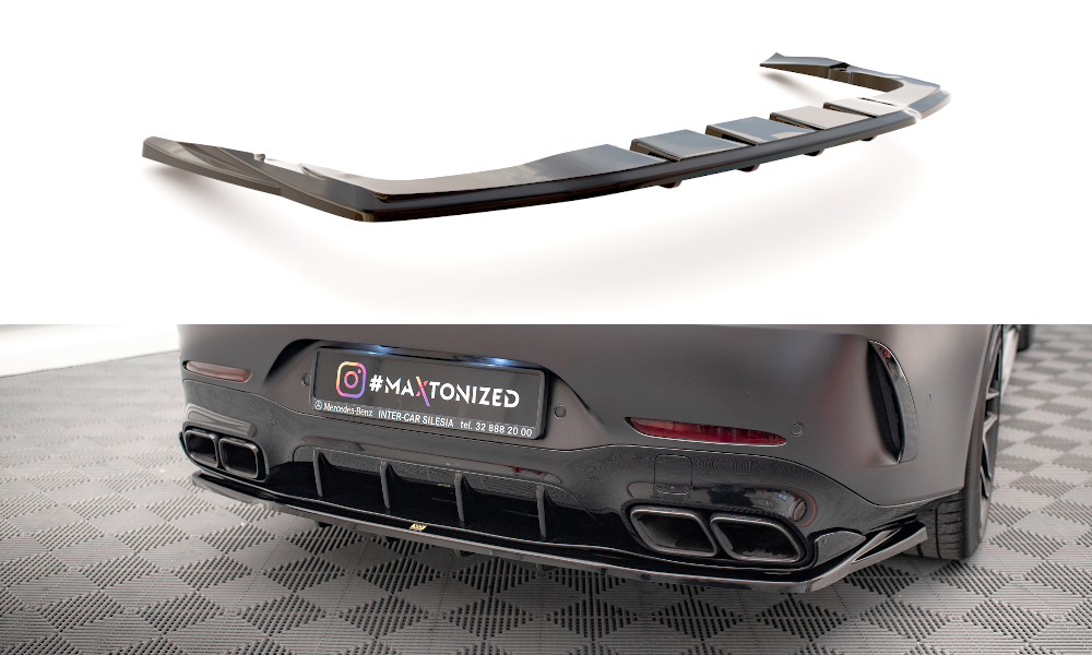 Central Arriere Splitter (avec une barre verticale) Mercedes-AMG GT 63S 4-Door Coupe Aero ME-GT-4D-AMG-RD1G+RD2G