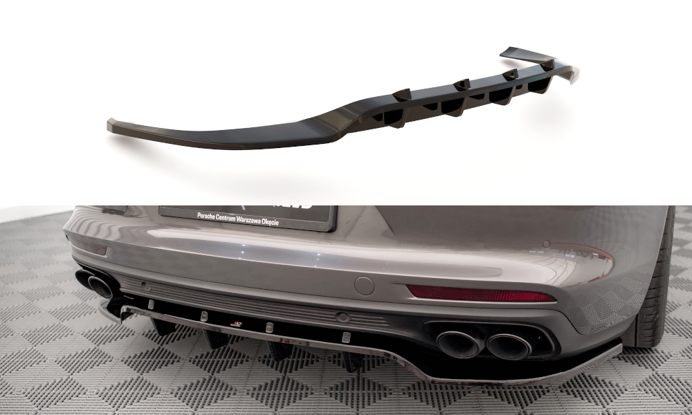 Central Arriere Splitter (avec une barre verticale )Porsche Panamera Turbo S E-Hybrid / Panamera E-Hybrid / Panamera 4S 971 PO-PA-971-H-RD1G+RD2G