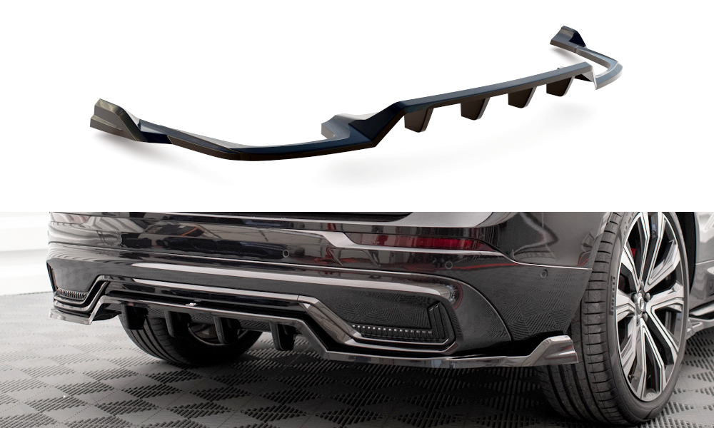 Central Arriere Splitter (avec une barre verticale) Volvo XC60 R-Design Mk2 Facelift VO-XC60-2F-RDESIGN-RD1G+RD2G