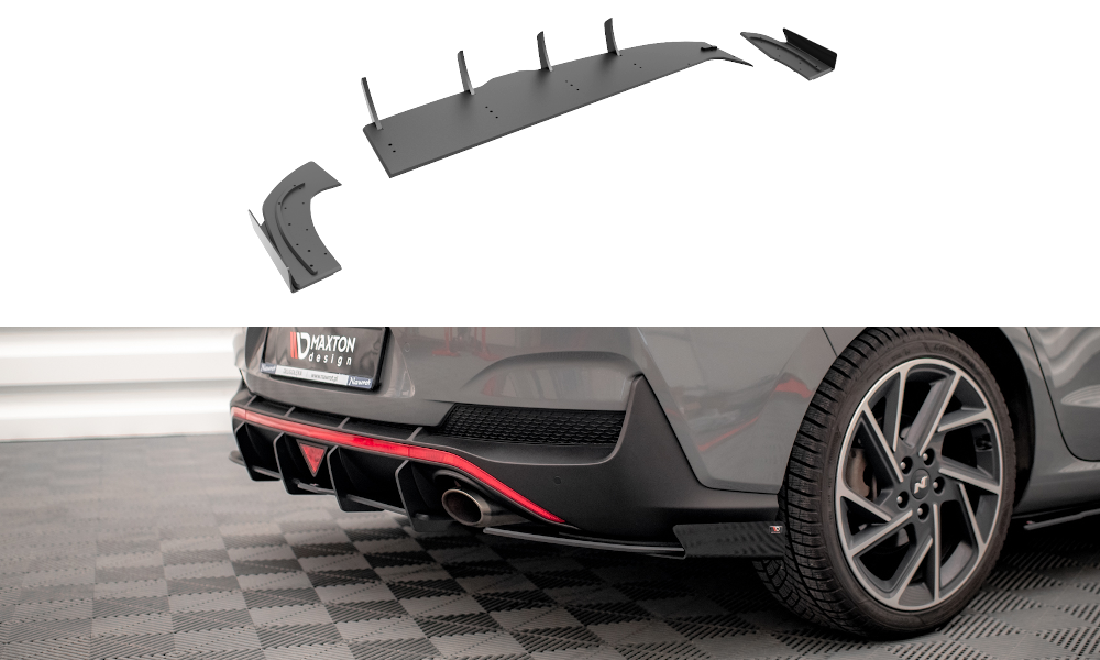 Street Pro Lame Du Pare Chocs Arriere + Flaps Hyundai I30 Fastback N-Line Mk3 Facelift HYI303FNLINEFBCNC-RS1B+RSF1G