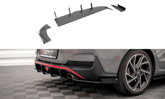 Street Pro Lame Du Pare Chocs Arriere + Flaps Hyundai I30 Fastback N-Line Mk3 Facelift HYI303FNLINEFBCNC-RS1BRB+RSF1G