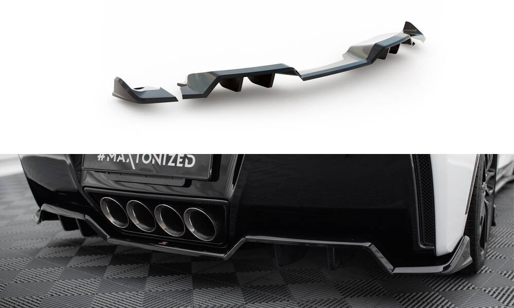 Central Arriere Splitter (avec une barre verticale) + Lames De Pare-Chocs Arrière Latérales Chevrolet Corvette C7 CH-CO-C7-RD1G+RD2G+RSD2G