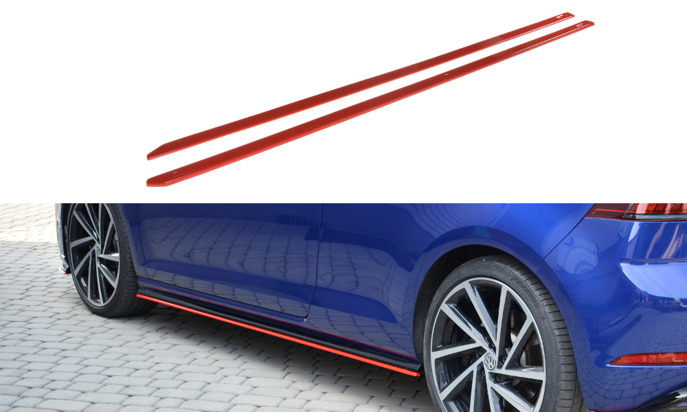 Rajouts Des Bas De Caisse V.2 VW Golf 7 R / R-Line Facelift VW-GO-7F-R-SD2RED