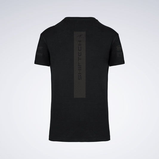 T-SHIRT NOIR MANCHES COURTES IMPRIMÉ DOS BANDE NOIR - UNISEXE