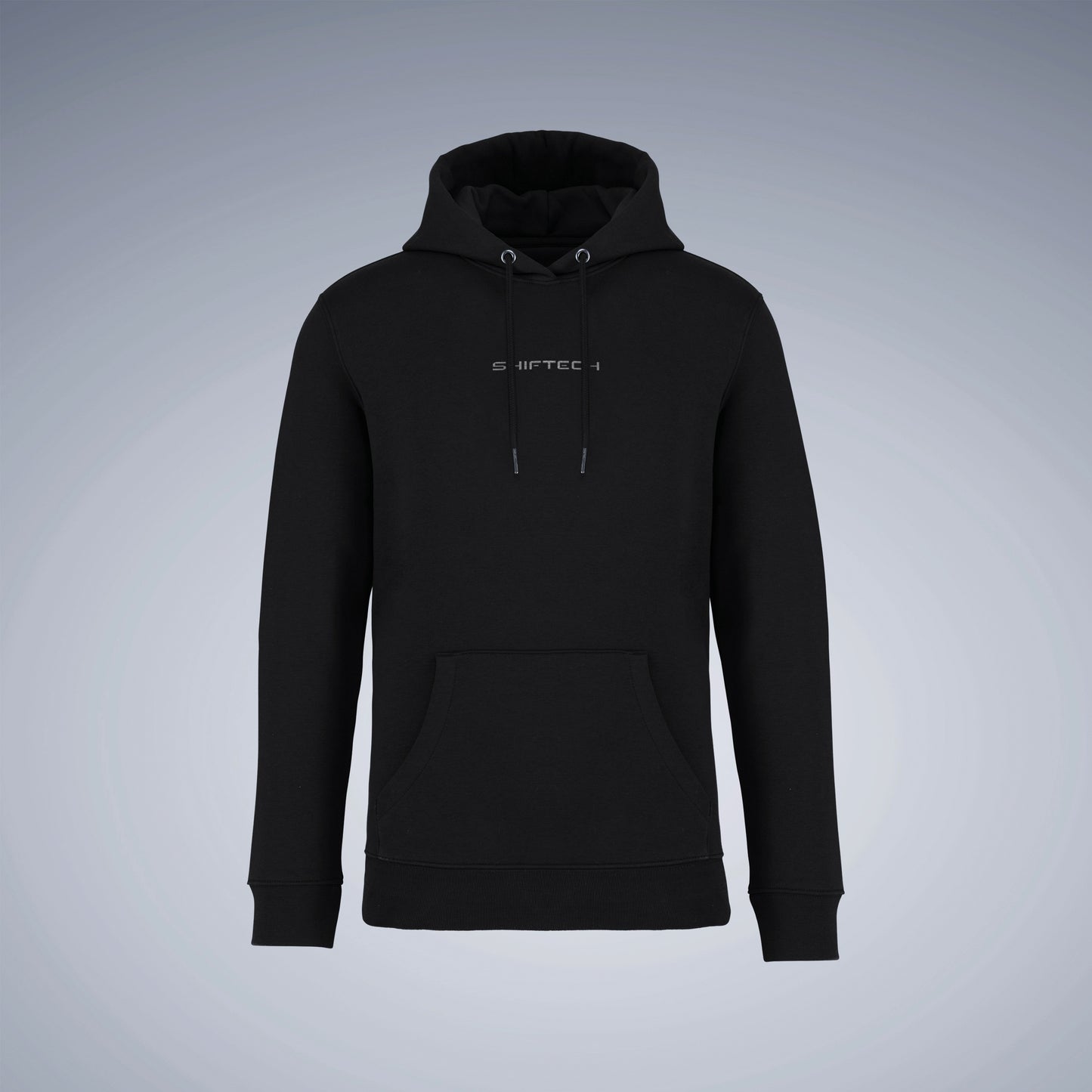 HOODIE NOIR IMPRIMÉ DOS BANDE BLANCHE SHIFTECH - UNISEXE