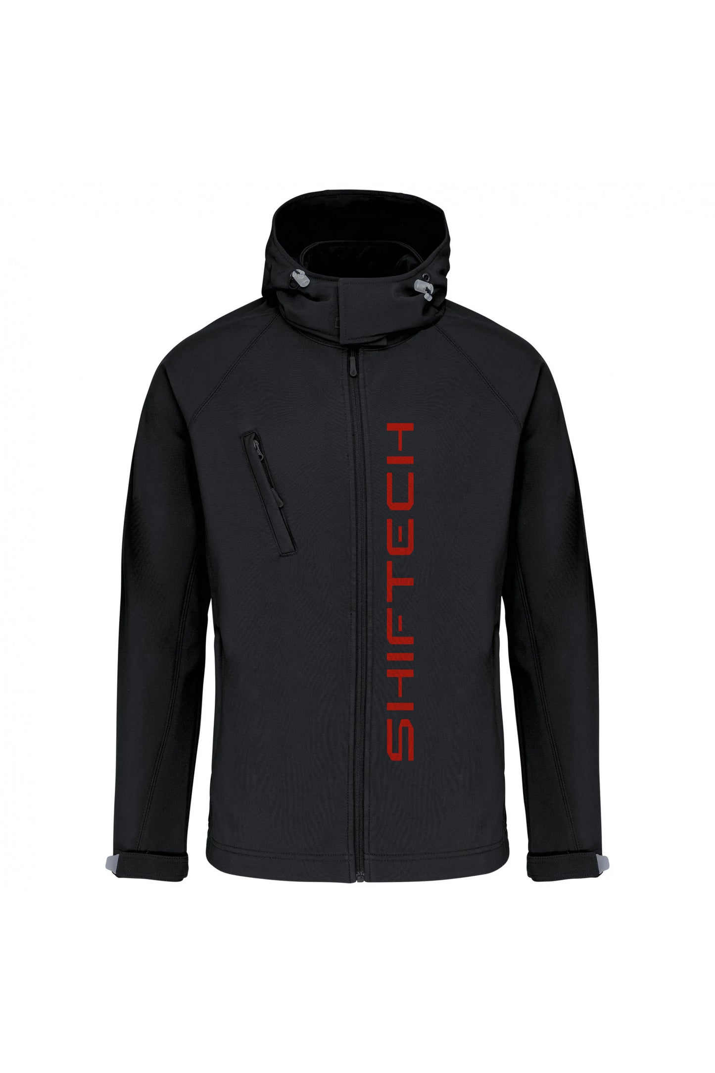 VESTE NOIR À CAPUCHE AMOVIBLE IMPRIMÉ DOS SHIFTECH ROUGE