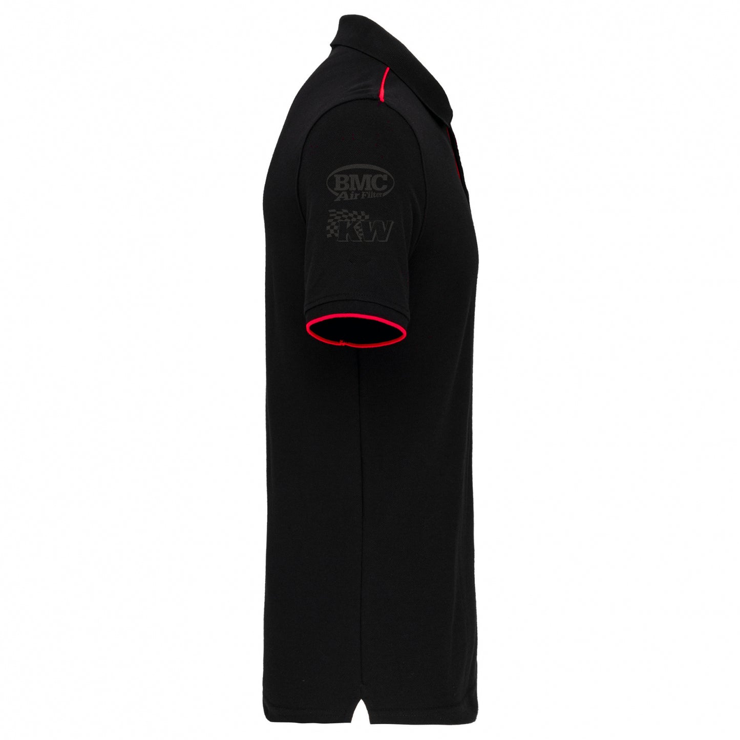 POLO NOIR DÉTAILS ROUGE MANCHES COURTE IMPRIMÉ DOS BANDE NOIR SHIFTECH - UNISEXE