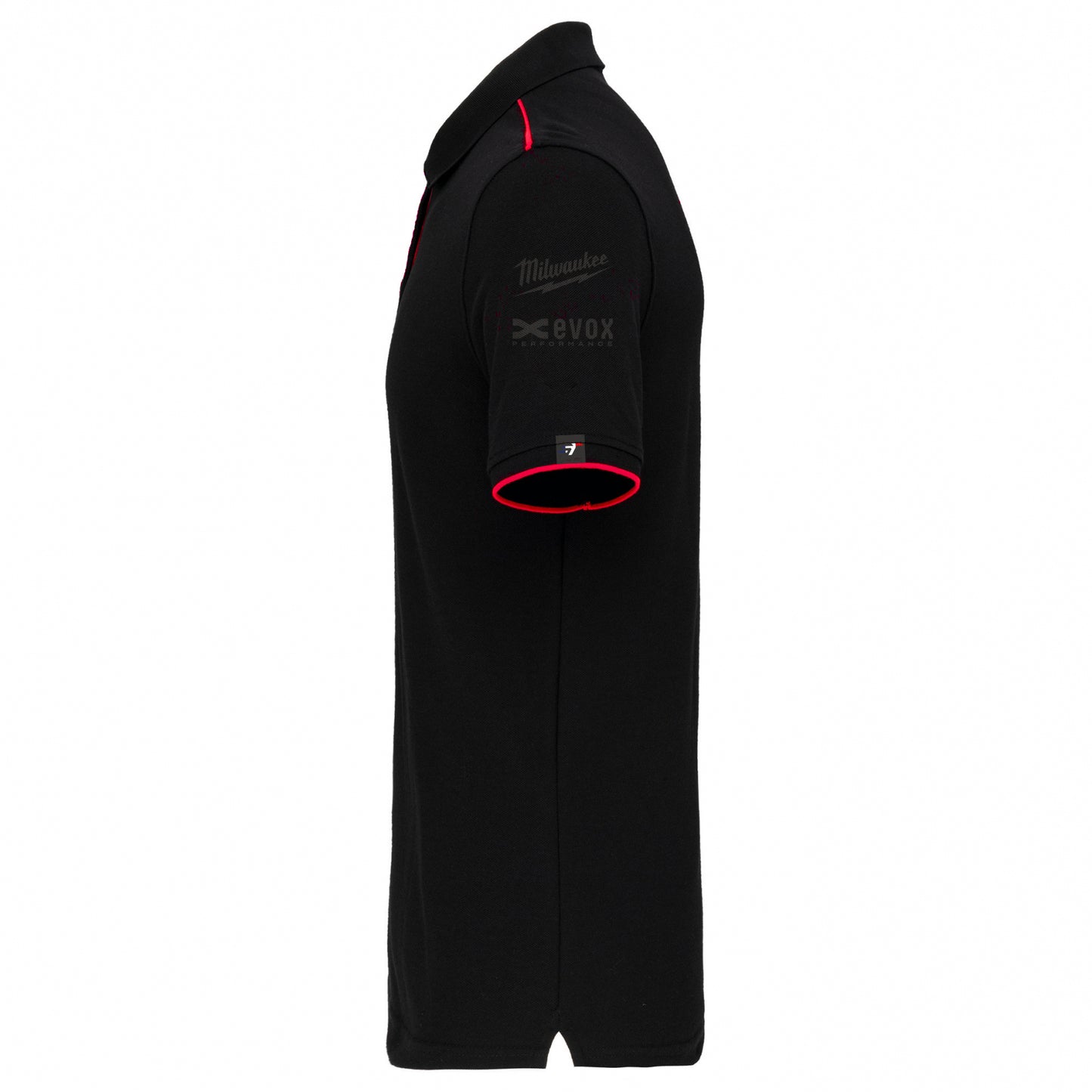 POLO NOIR DÉTAILS ROUGE MANCHES COURTE IMPRIMÉ DOS BANDE NOIR SHIFTECH - UNISEXE