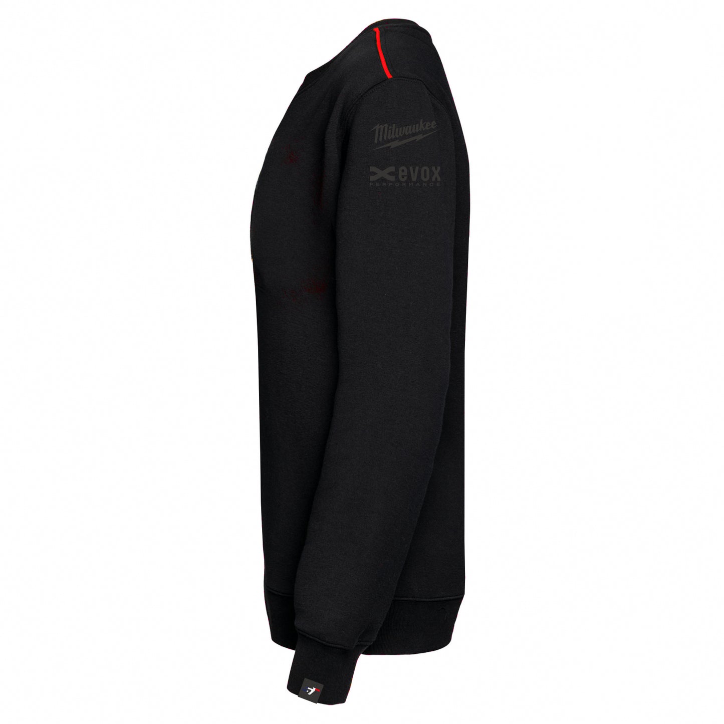 PULL NOIR ATELIER DÉTAIL ROUGE IMPRIMÉ DOS BANDE BLANCHE SHIFTECH - UNISEXE