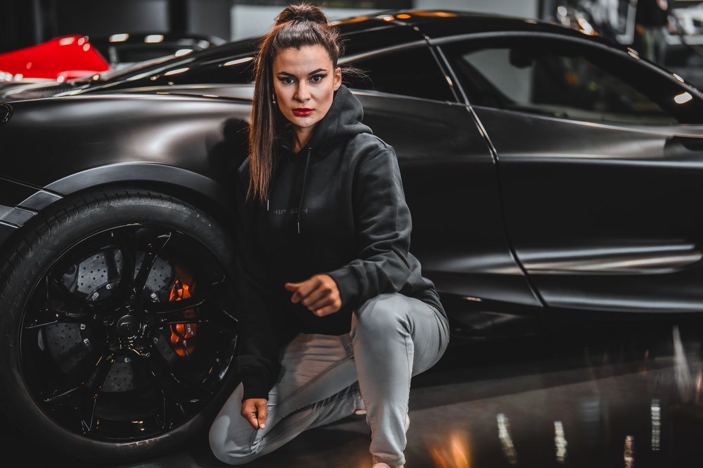 HOODIE NOIR IMPRIME DOS BANDE NOIR SHIFTECH