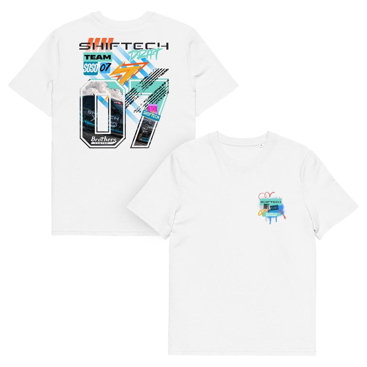 T-shirt manches courtes blanc SHIFTECH X BTHX SOSO - Unisexe