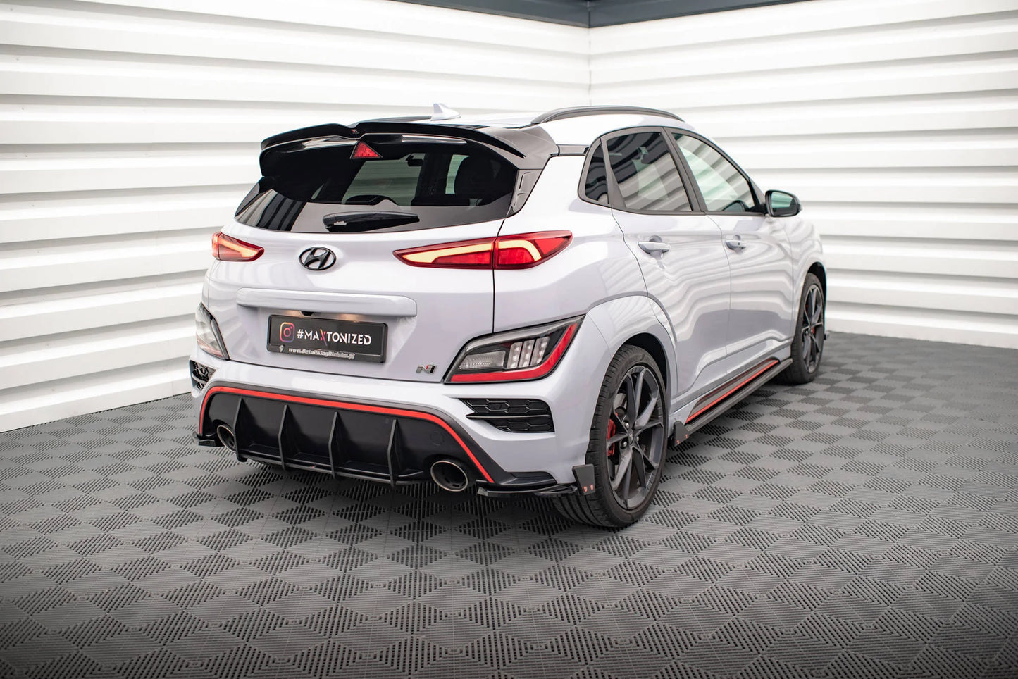 Lames De Pare-Chocs Arrière Latérales V.1 + Flaps Hyundai Kona N Mk1 HY-KO-1-N-RSD1G+RSF1B