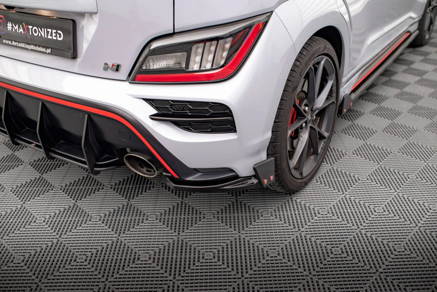 Lames De Pare-Chocs Arrière Latérales V.1 + Flaps Hyundai Kona N Mk1 HY-KO-1-N-RSD1G+RSF1B